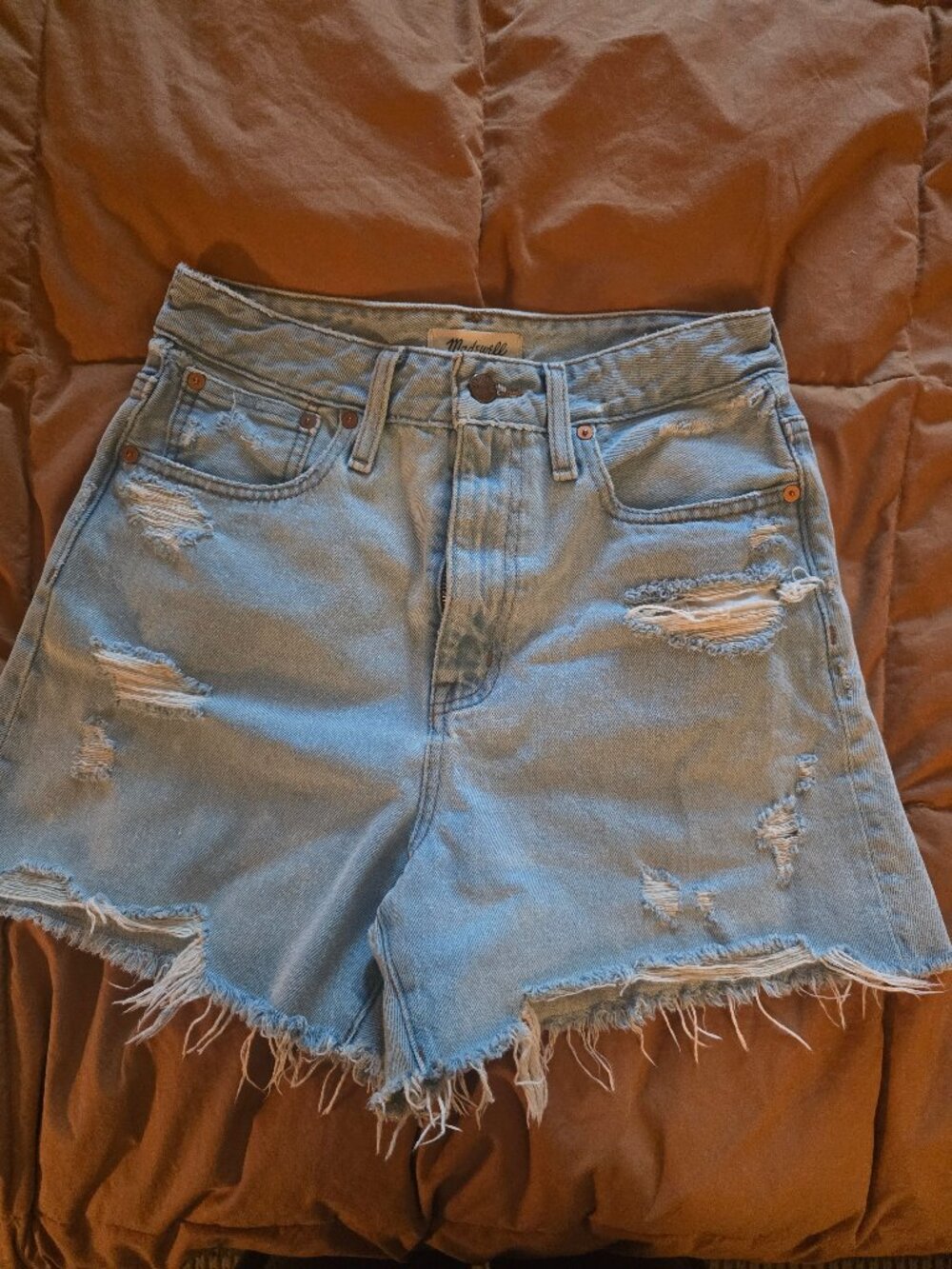Madewell High-Rise Distressed Denim Shorts - Light Wash
